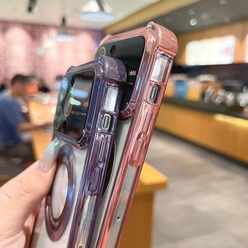 For iPhone 11 Pro Max MagSafe Shockproof TPU Phone Case with Lens Film(Rose Gold)