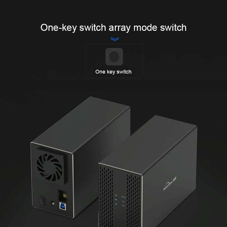 Blueendless Type-C / USB-C Interface 3.5 inch 2 Bay RAID Combination Array HDD External Enclosure...
