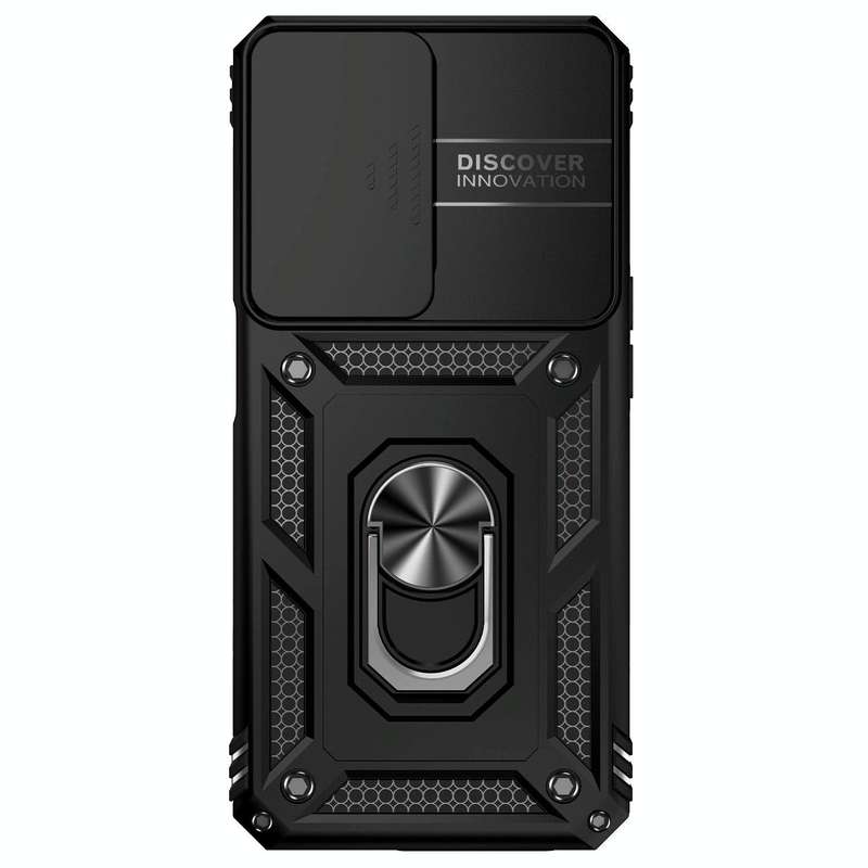 For OPPO A57 Sliding Camshield Holder Phone Case(Black)