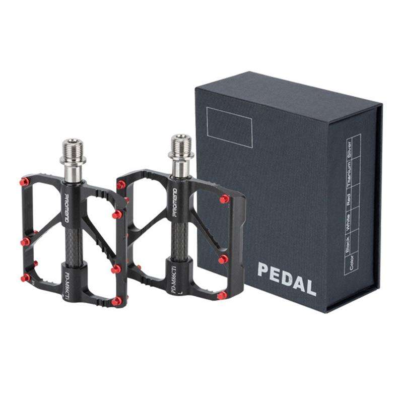 1 Pair PROMEND Titanium Axle Carbon Tube Bicycle Pedal Mountain Bike Road Bike 3 Palin Pedal PD-M...