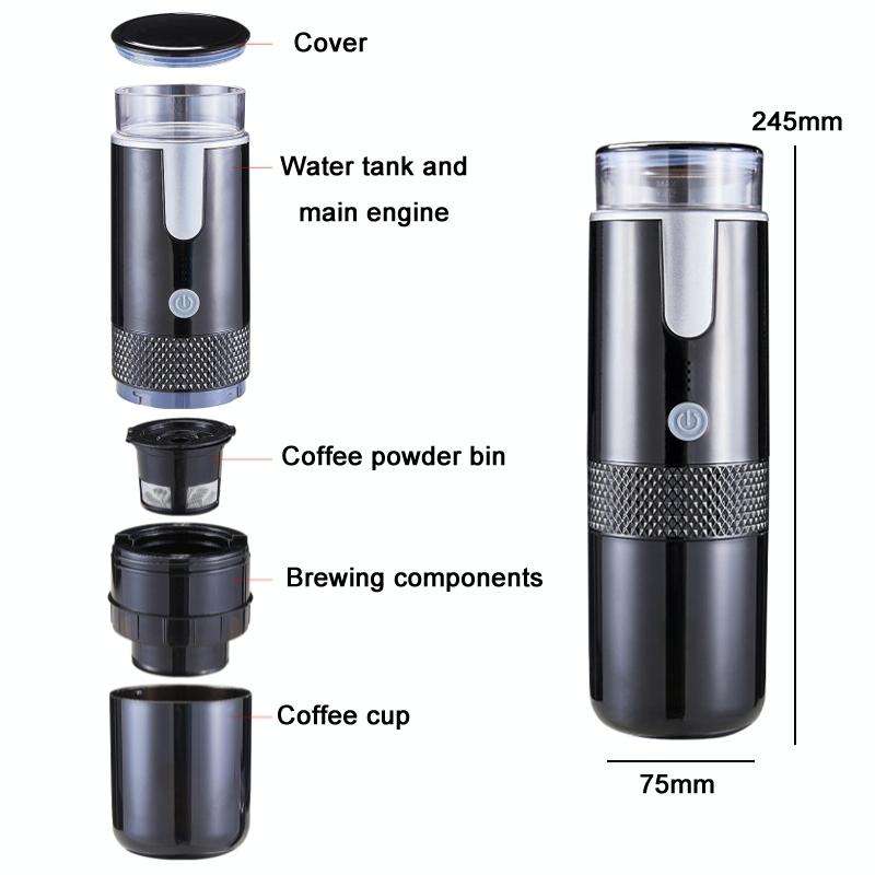 Fully Automatic Portable Wireless Coffee Machine(Black)