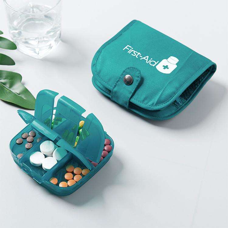 Portable Pill Medicine Storage Box Travel Pill Case Bag Organizer, Color:Red Medicine Box + Medic...