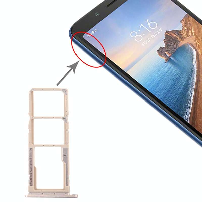 SIM Card Tray + SIM Card Tray + Micro SD Card Tray for Xiaomi Redmi 7A (Gold)