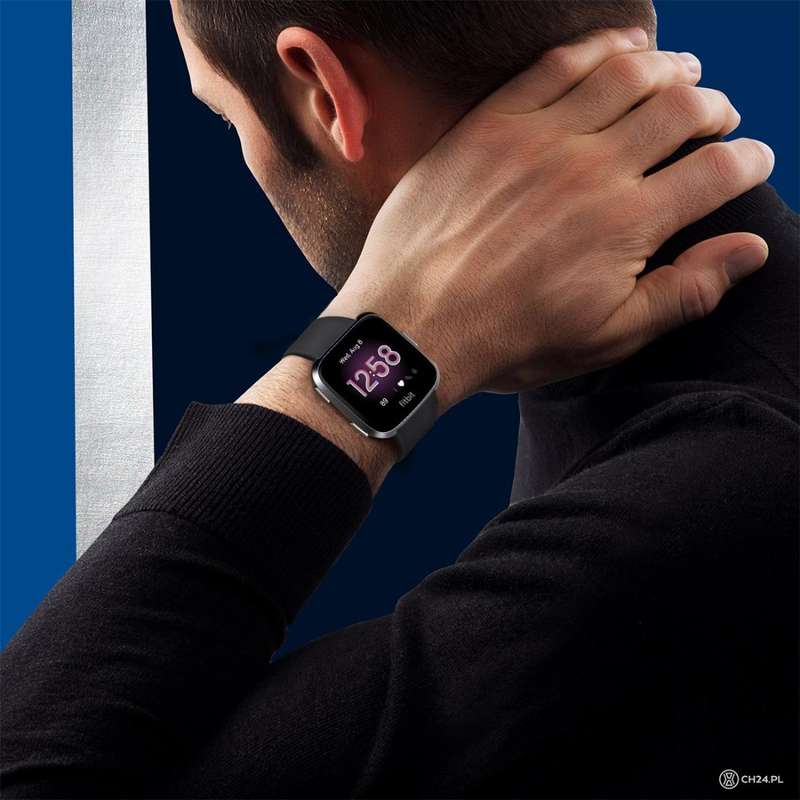 For Fitbit Versa 2 / Fitbit Versa / Fitbit Versa Lite Solid Color Silicone Watch Band, Size:L(Black)