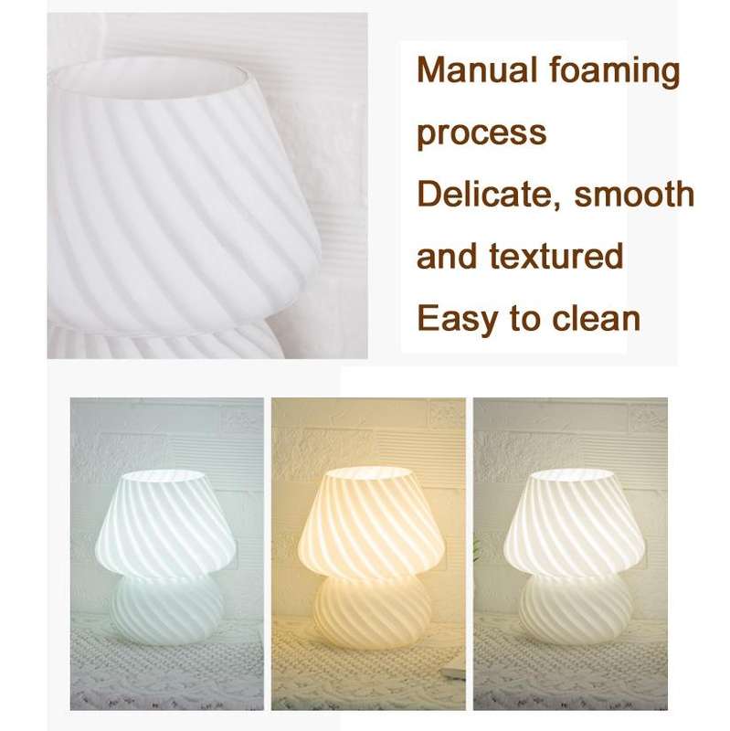 PJ-104 5W Mushroom Glass Bedroom Bedside Table Decoration Table Lamp, CN Plug, Specification Mono...