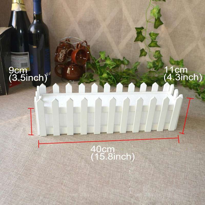 Wooden Flower Planter Fence Storage Holder Pot with Foam, Size: 40cm x 9cm x 11cm