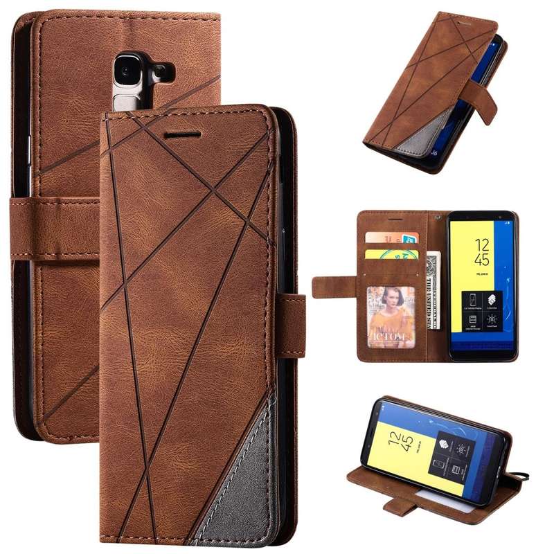 For Samsung Galaxy J6 Skin Feel Splicing Horizontal Flip Leather Case with Holder & Card Slots & ...