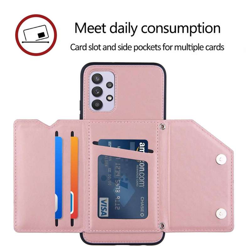 For Samsung Galaxy A32 5G Skin Feel PU + TPU + PC Back Cover Shockproof Case with Card Slots & Ho...