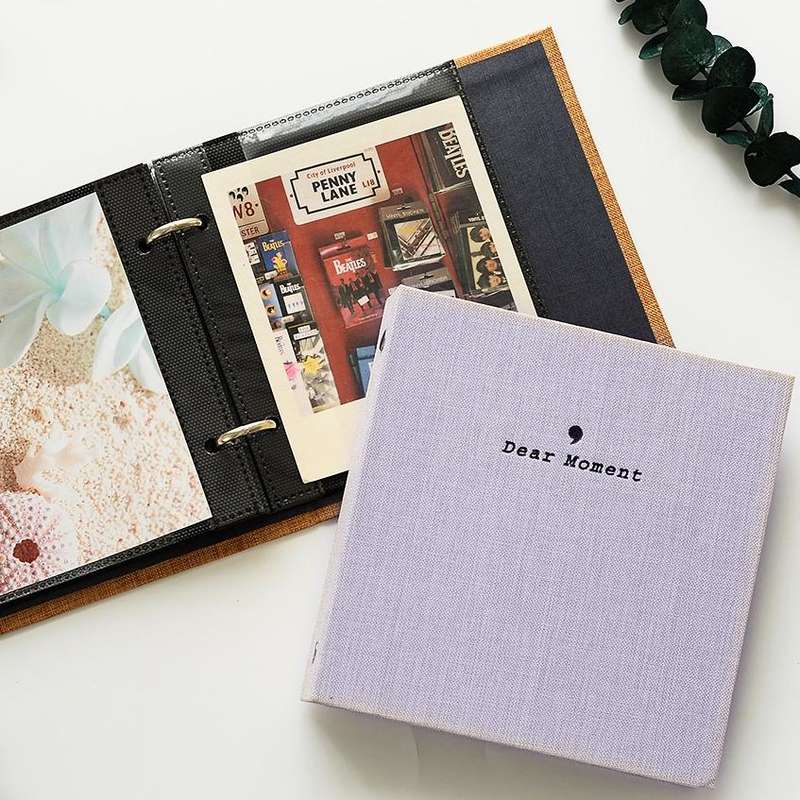 5 inch Photos Cotton Linen Loose-leaf Album Movie Ticket Postcard Storage Book(Purple)