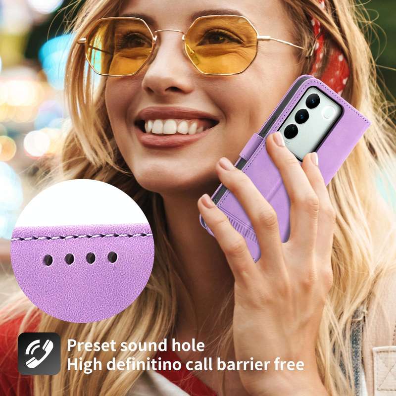For vivo V27 Dierfeng Dream Line Leather Phone Case(Purple)