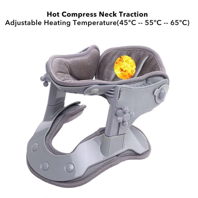 Cervical Spine Retractor Household Adjustable Hot Compress Stretching Neck Brace(Gray)