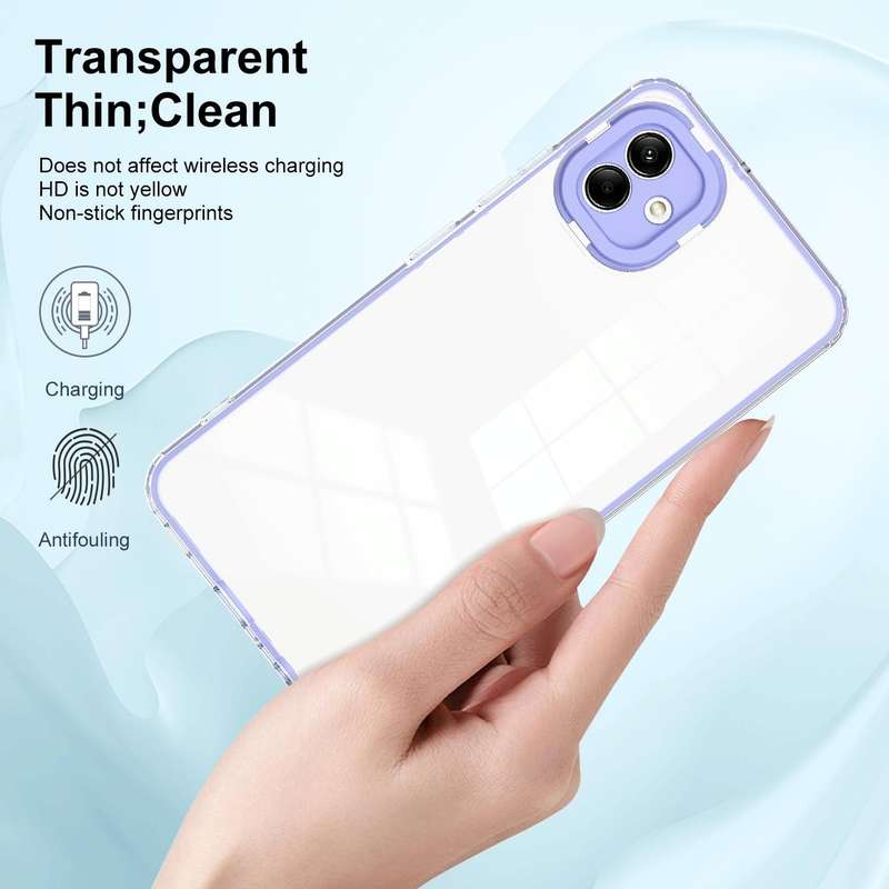 For Samsung Galaxy A04 Clear TPU Color PC Frame Phone Case(Purple)