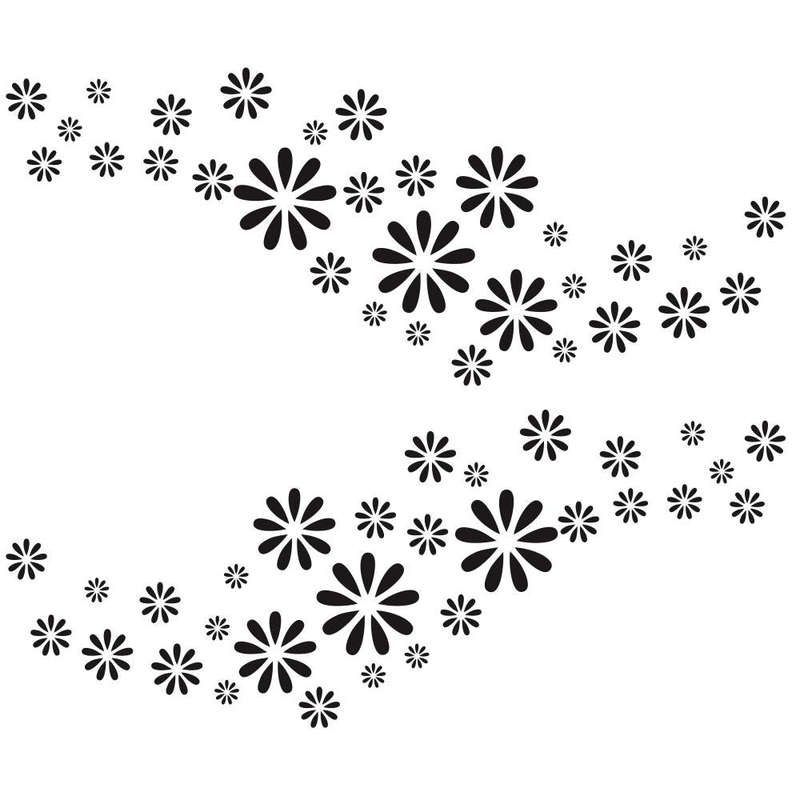 2 PCS/Set D-483 Flower Pattern Car Modified Decorative Sticker(Black)