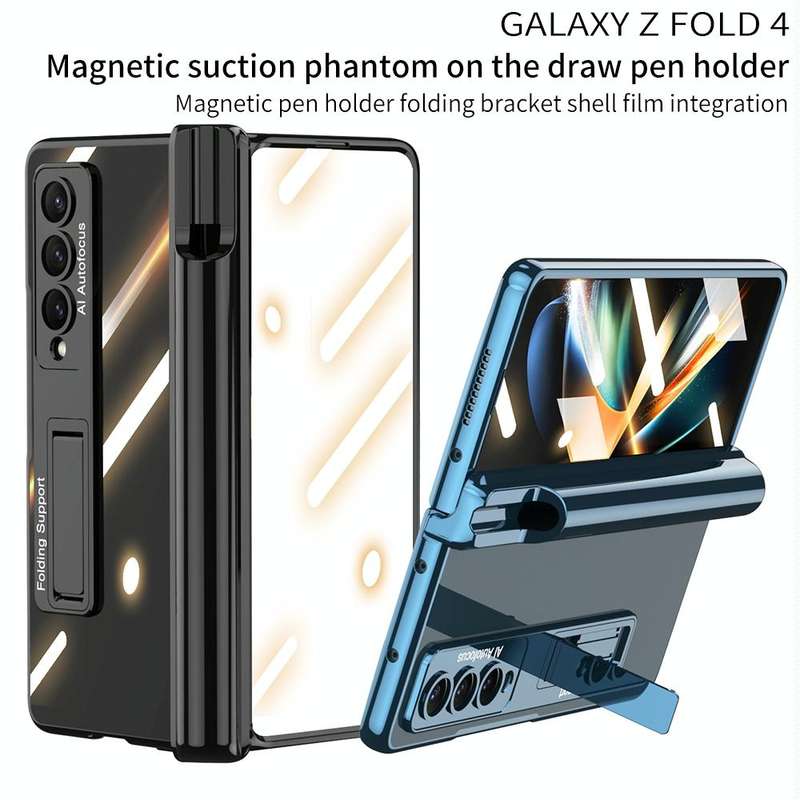 For Samsung Galaxy Z Fold4 GKK Magnetic Fold Hinge Shockproof Phone Case with Pen Slots(Black)