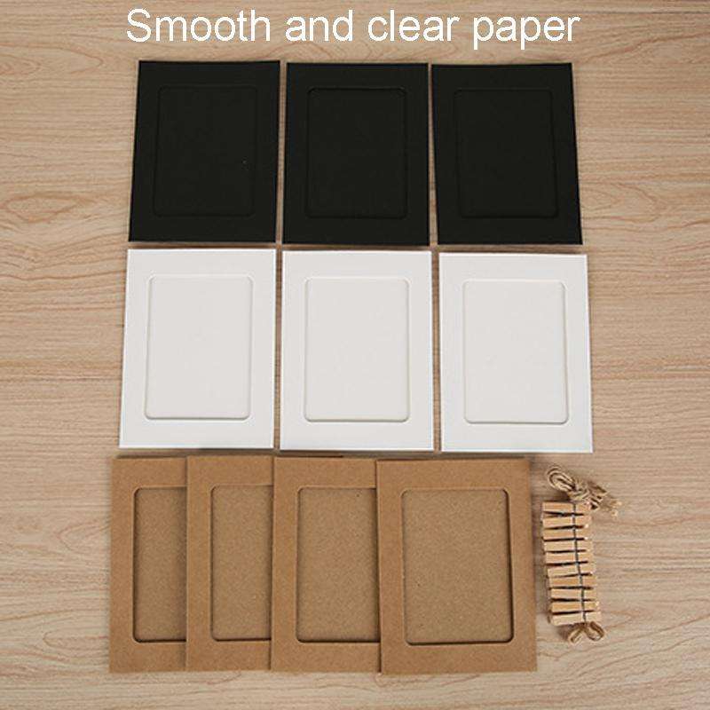 10pcs /Set DIY Photo Gallery Wall Mounted Paper Photo Frame With Twine Clip, Size: 6 inch(White)