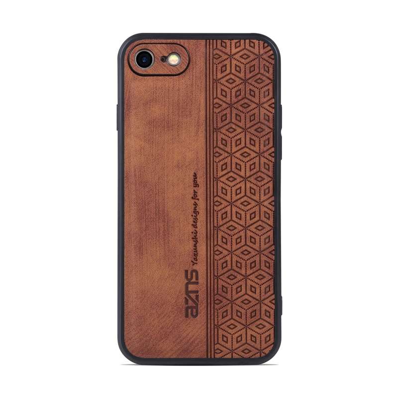 For iPhone SE 2022 / SE 2020 / 8 / 7 AZNS 3D Embossed Skin Feel Phone Case(Brown)