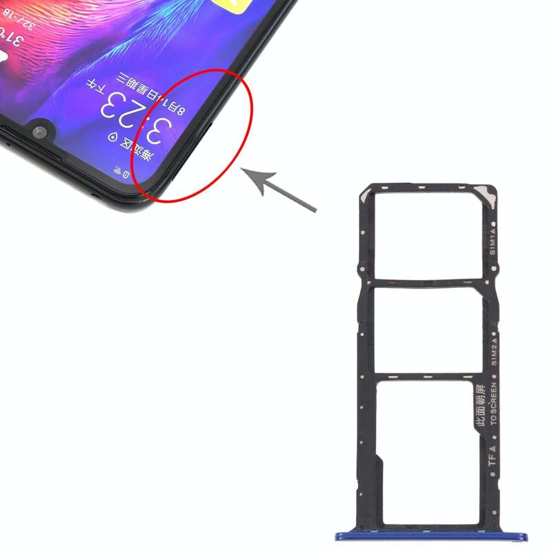 SIM Card Tray + SIM Card Tray + Micro SD Card Tray for Honor Play 8(Blue)