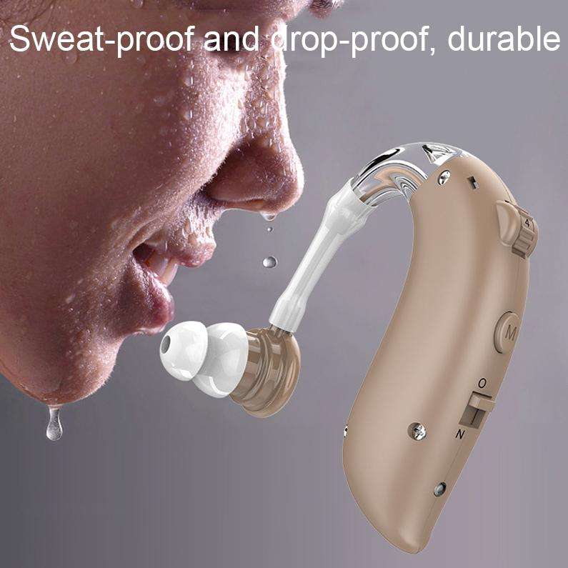 GM-105 Smart Noise Cancelling Ear-hook Rechargeable Elderly Hearing Aids, Spec: US Pulg(Skin Color)