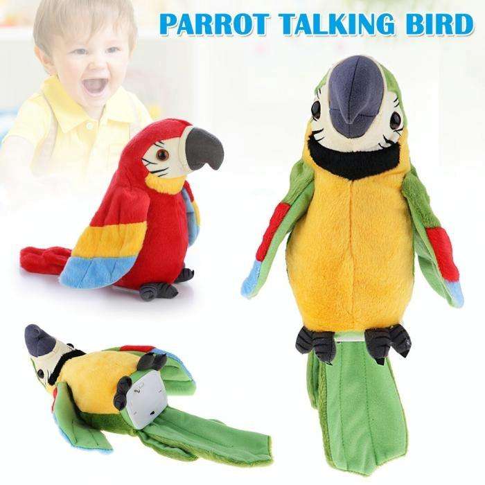 Plush Toy Parrots Recording Talking Parrots Will Twist the Fan Wings Children Toys, Size:Height 1...