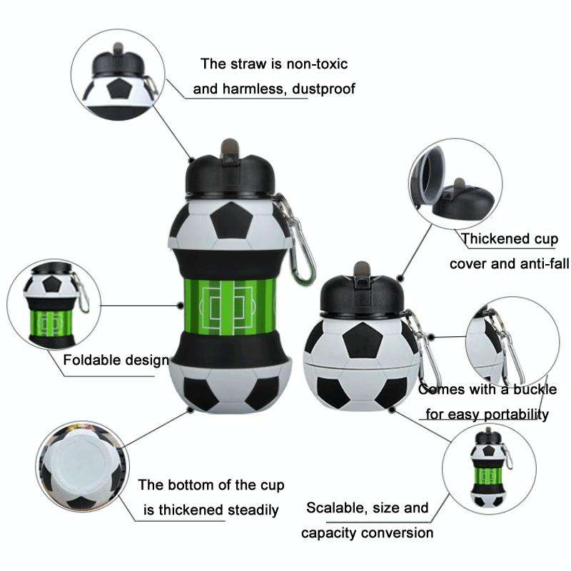 Outdoor Sports Anti-fall Water Bottle Portable Leak-proof Silicone Folding Cup, Shape: Basketball...