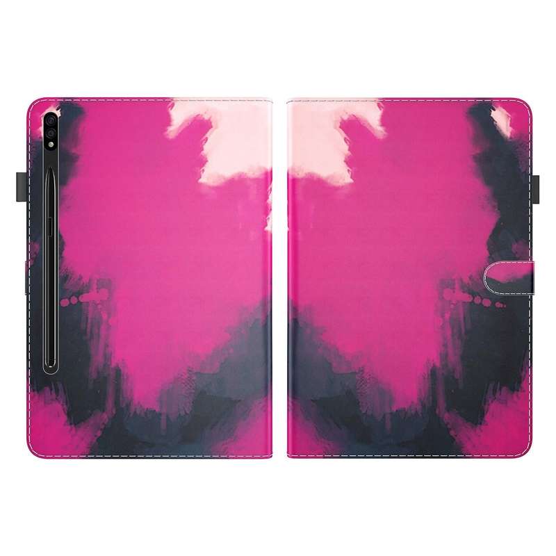 For Samsung Galaxy Tab S8 / Tab S7 Watercolor Pattern Flip Leather Tablet Case(Berry Color)