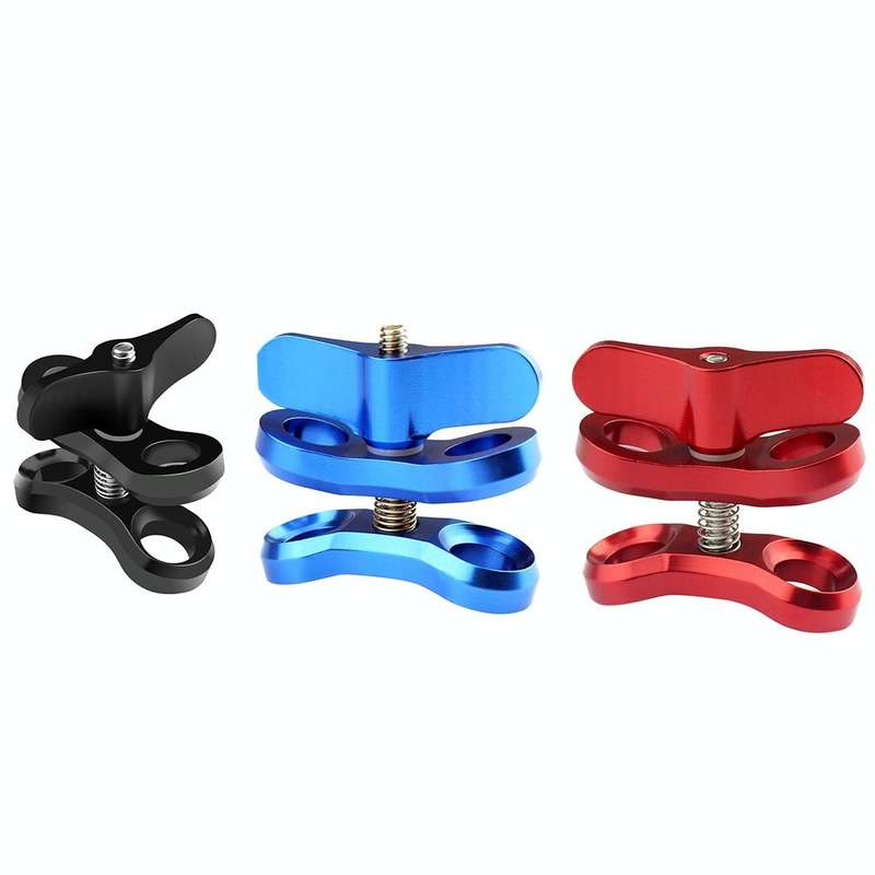PULUZ Ball Clamp Close Hole Diving Camera Bracket CNC Aluminum Spring Flashlight Clamp for Diving...