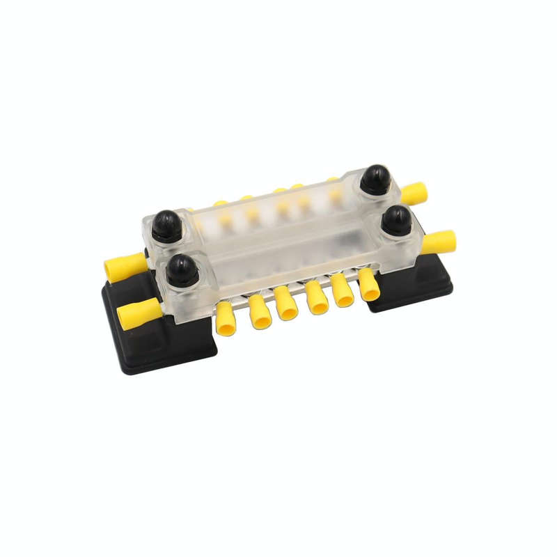 CP-3052 150A 12-48V RV Yacht Double-row 6-way Busbar with 16pcs Terminals(Black)