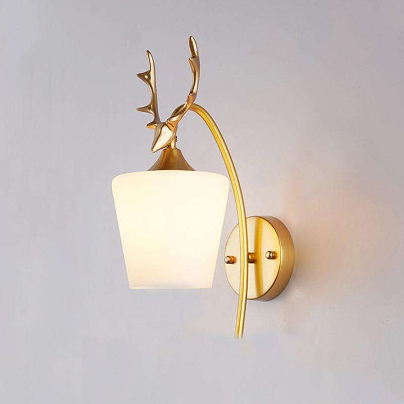 LED Glass Wall Bedroom Bedside Lamp Living Room Study Staircase Wall Lamp, Power source: 12W Tri-...