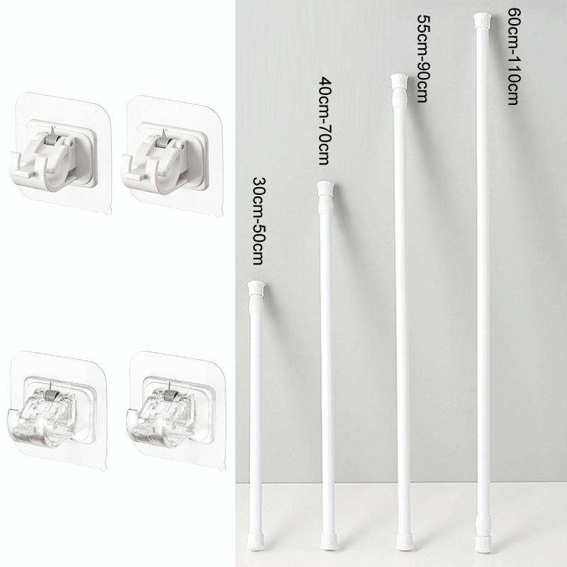 Baking Paint No Punch Curtain Telescopic Rod Hooks Support Bracket, Length: 30cm-50cm