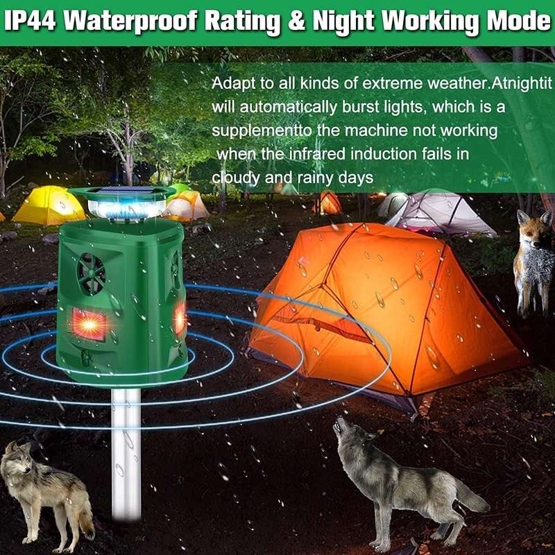 SK698 Solar Powered Animal Repeller 360 Degree Strobe Light Bird Repeller Ultrasonic Rat Repeller...
