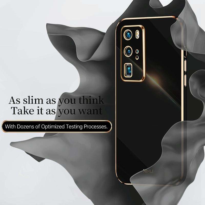 For Huawei P40 XINLI Straight 6D Plating Gold Edge TPU Shockproof Case(White)