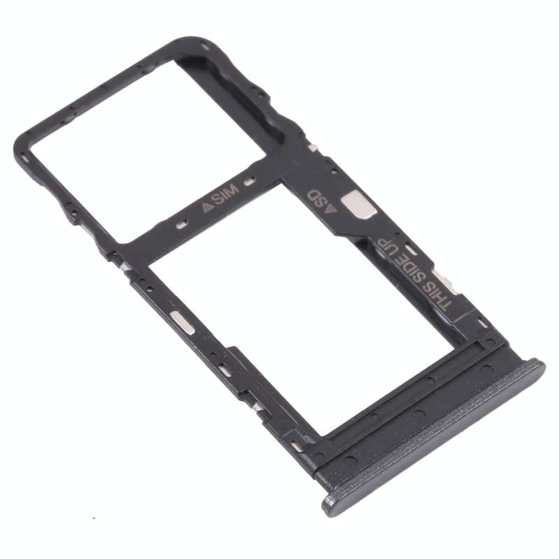 Original SIM Card Tray + Micro SD Card Tray for TCL 10L/10 Lite T770H T770B(Black)