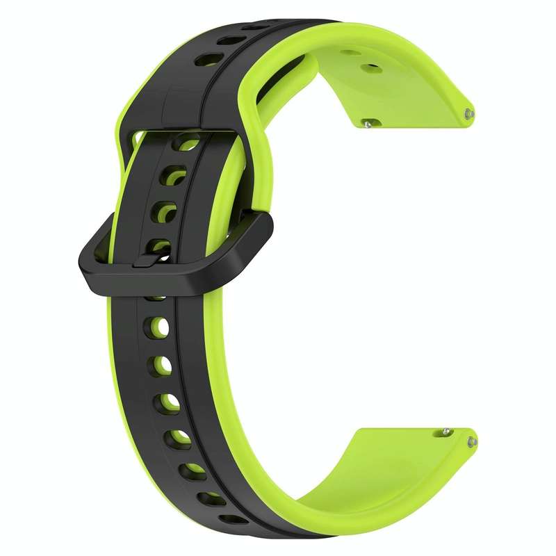 For Garmin Forerunner 255 Music 22mm Convex Loop Two-Color Silicone Watch Band(Black+Lime)