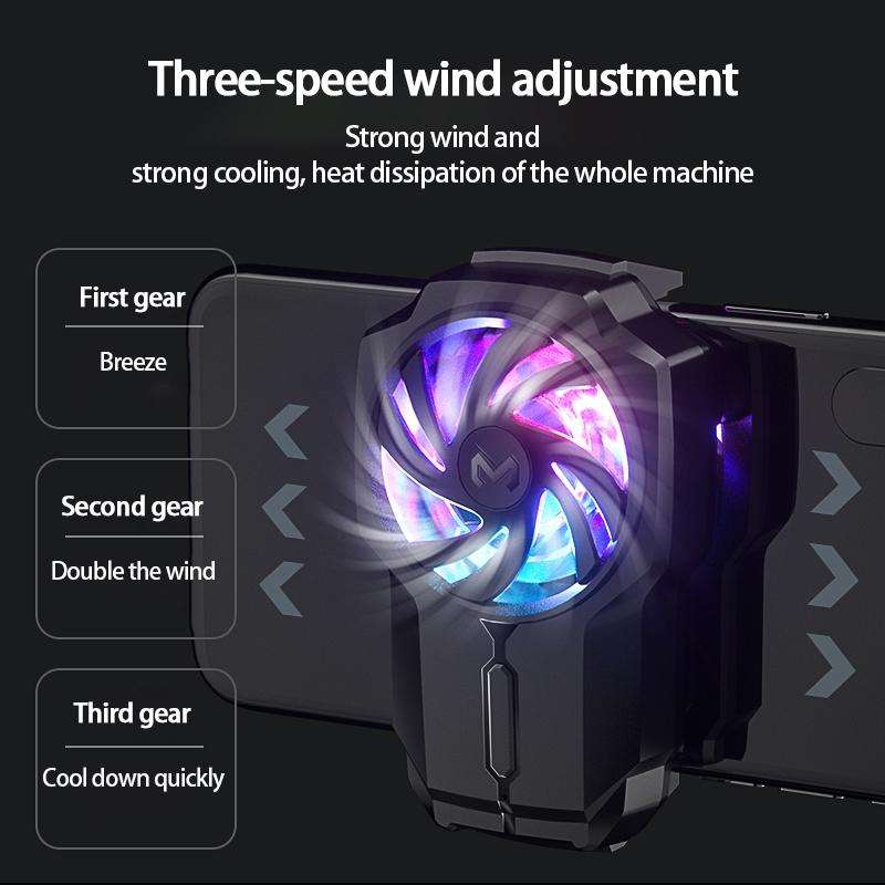 MeMo FL05 Fan Mobile Phone Radiator with Colorful Lights(Black)