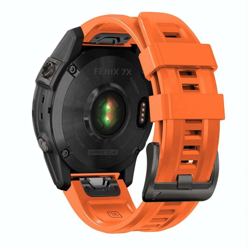 For Garmin Fenix 7X / 6X / 5X 26mm Black Buckle Silicone Watch Band(Orange)