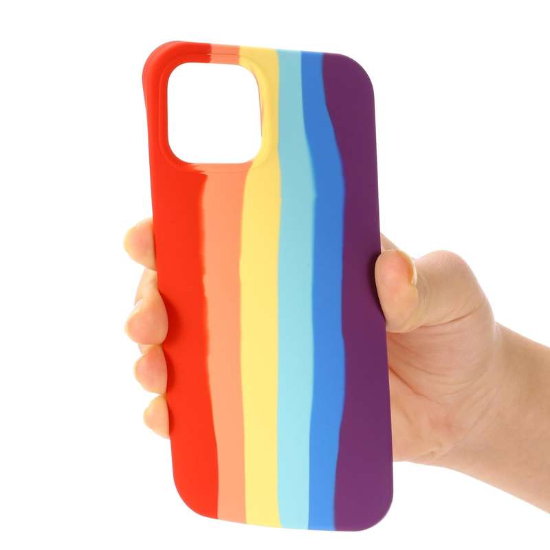 For iPhone 15 Pro Rainbow Liquid Silicone Phone Case(Red)