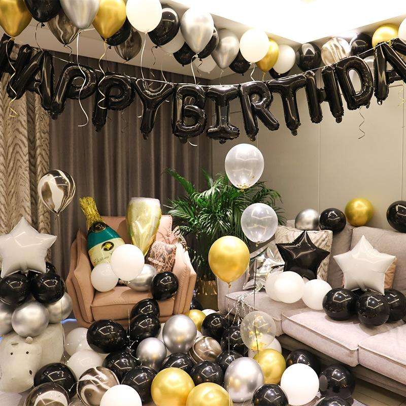 Happy Birthday Girl Boy Aluminum Film Balloon Scene Decoration Set Background Wall Decoration Adu...