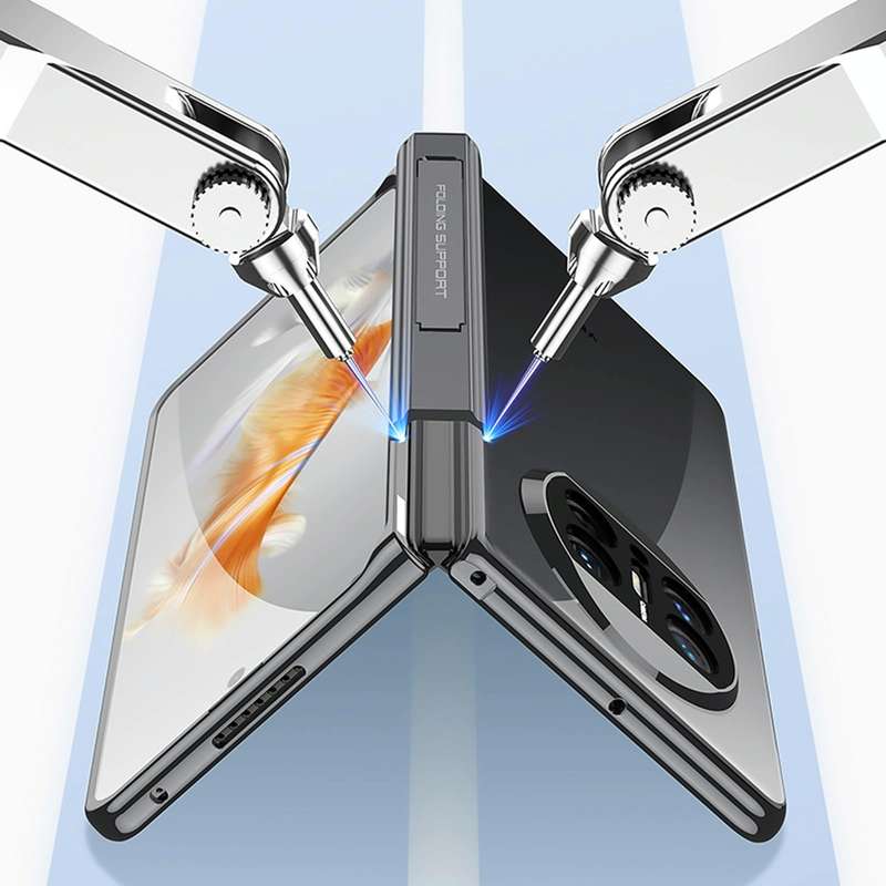 For Huawei Mate X3 GKK Integrated Hinge Folding Phone Case with Holder(Black)