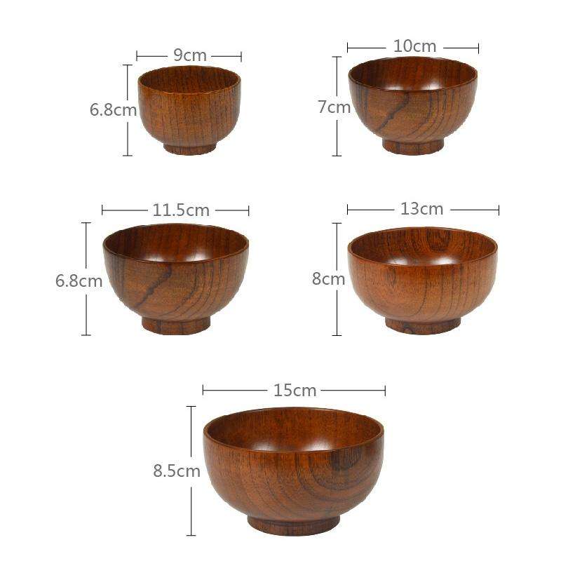 Adult Children Jujube Solid Wood Bowl Soup Noodle Bowl Household Tableware, Size:Diameter 9.5 cm