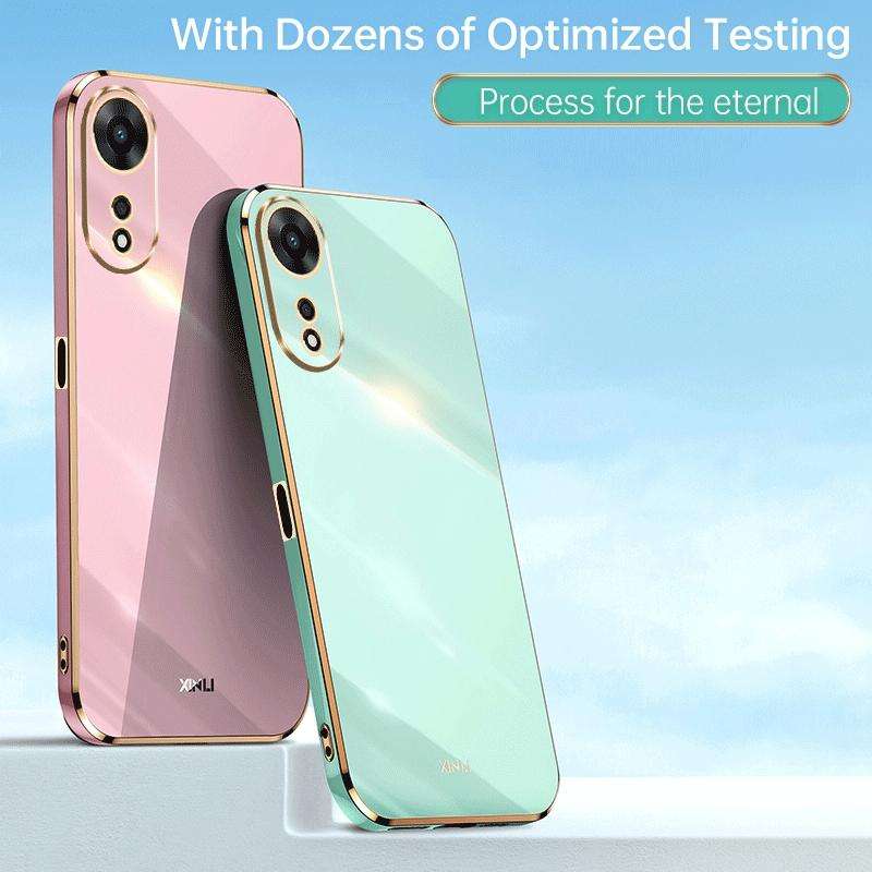 For OPPO A58 5G XINLI Straight 6D Plating Gold Edge TPU Phone Case(Black)