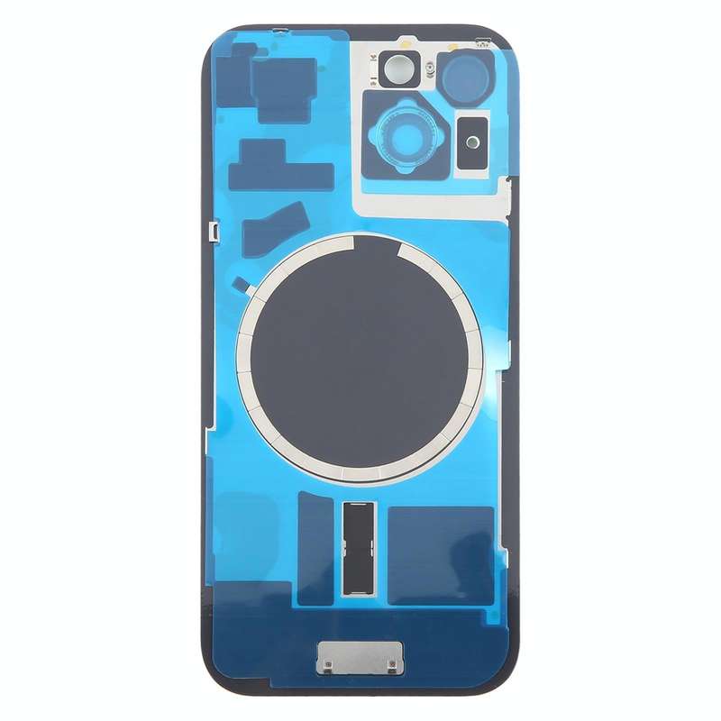 For iPhone 15 Plus Battery Back Cover with Camera Lens Cover + MagSafe Magnet(Blue)