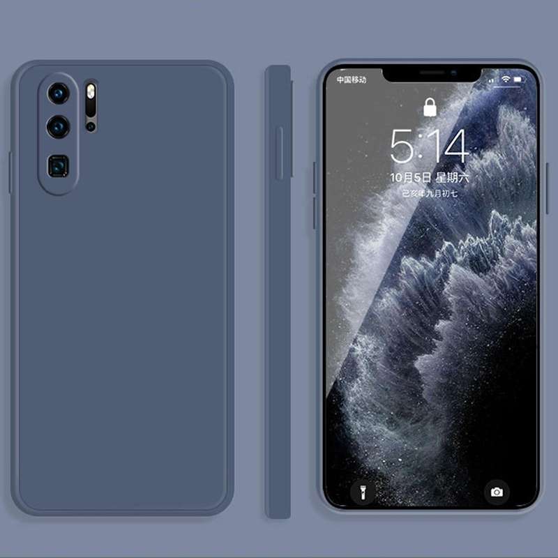 For Huawei P30 Pro Solid Color Imitation Liquid Silicone Straight Edge Dropproof Full Coverage Pr...