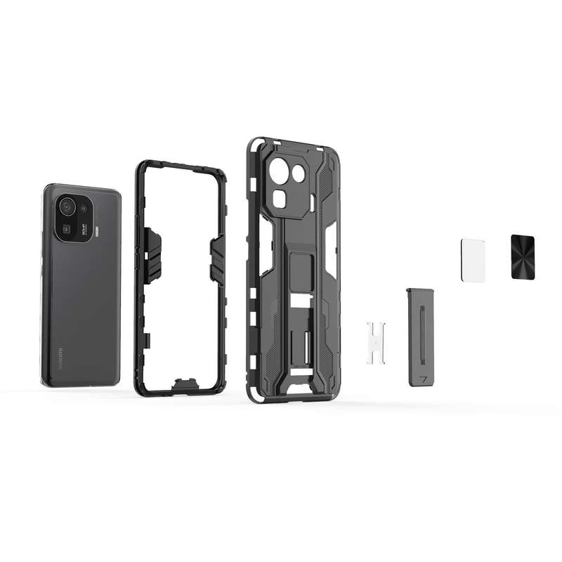 For Xiaomi Mi 11 Pro Supersonic PC + TPU Shock-proof Protective Case with Holder(Red)