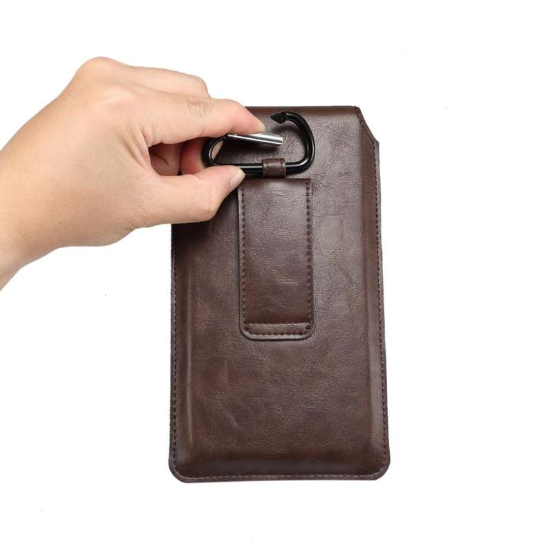 Men Lambskin Texture Multi-functional Universal Mobile Phone Waist Pack Leather Case for 7.2 Inch...