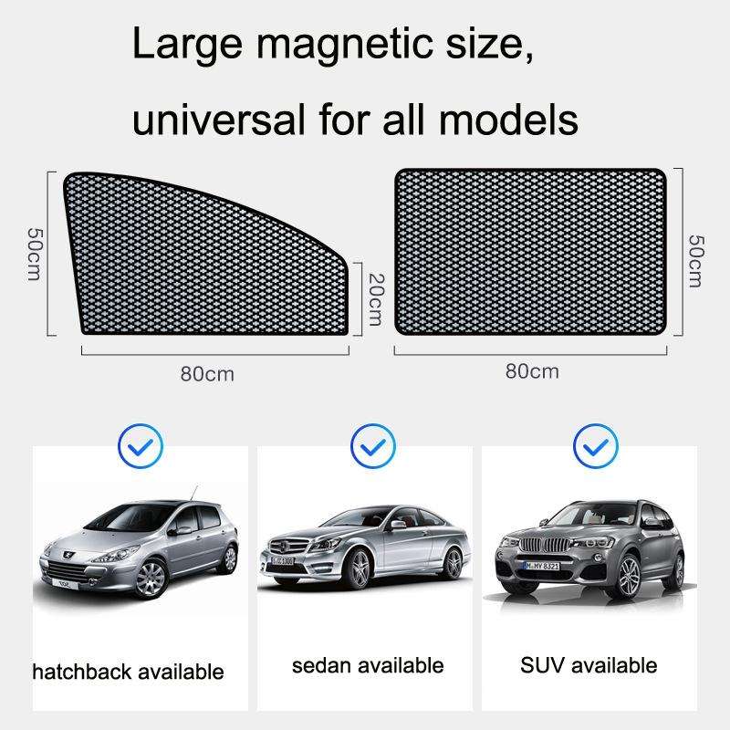 Car Sunshade Magnetic Iron Reflective Mesh Gauze Sunscreen Heat Insulation Sunshade Baffle(Rear W...