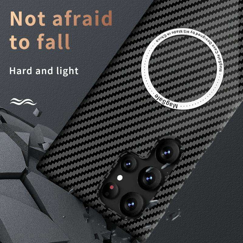 For Samsung Galaxy S21 Plus 5G Carbon Fiber Texture MagSafe Magnetic Phone Case(Black)