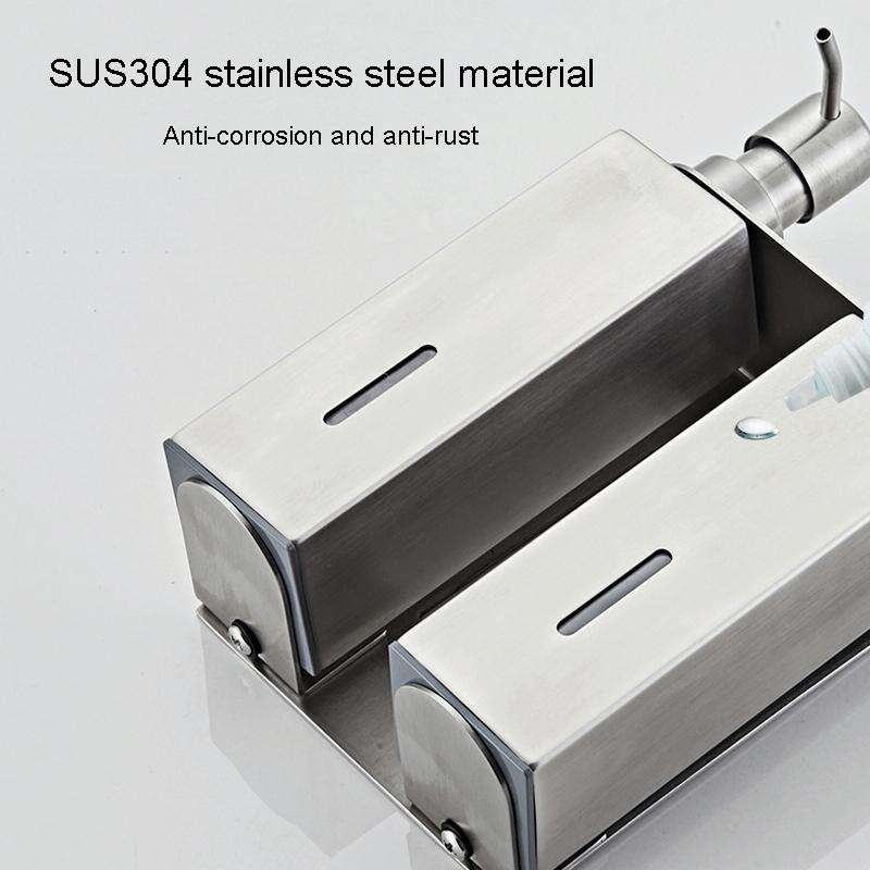 Hotel Stainless Steel Soap Dispenser Home Wall Mounted No Punch Press To Soap Bottle, Style: Squa...
