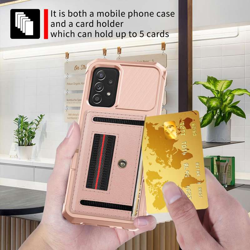 For Samsung Galaxy A73 5G ZM06 Card Bag TPU + Leather Phone Case(Pink)