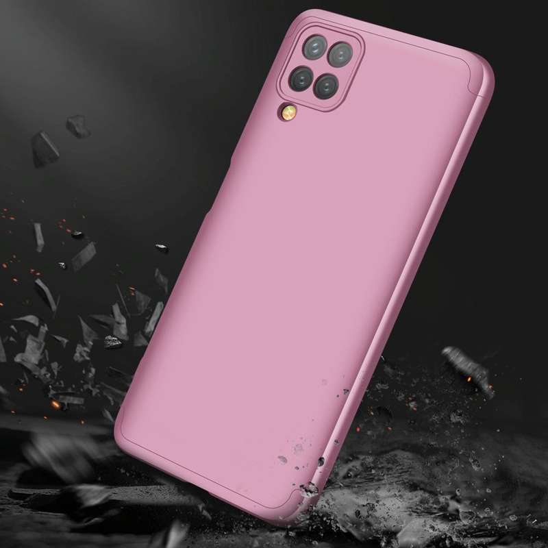 For Samsung Galaxy A12 GKK Three Stage Splicing Full Coverage PC Case(Rose Gold)