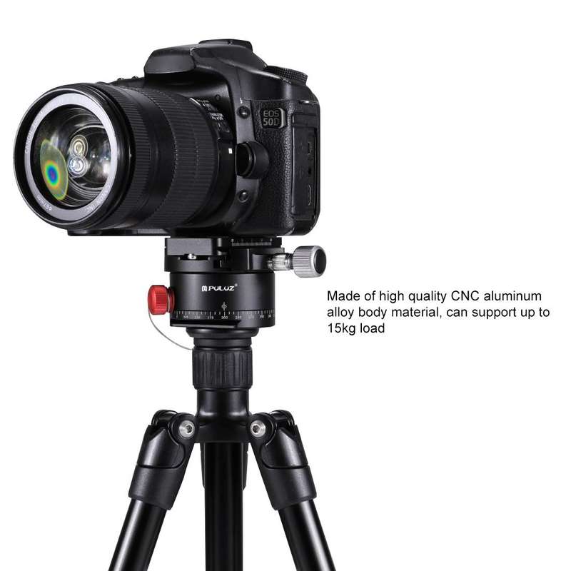 PULUZ Aluminum Alloy Panoramic Indexing Rotator Ball Head with Quick Release Plate for Camera Tri...